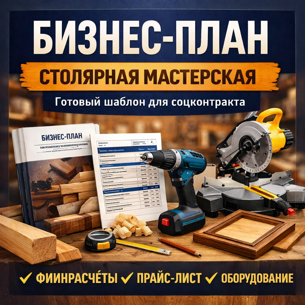 Бизнес-план столярной мастерской для социального контракта (самозанятый, 2025-2026)