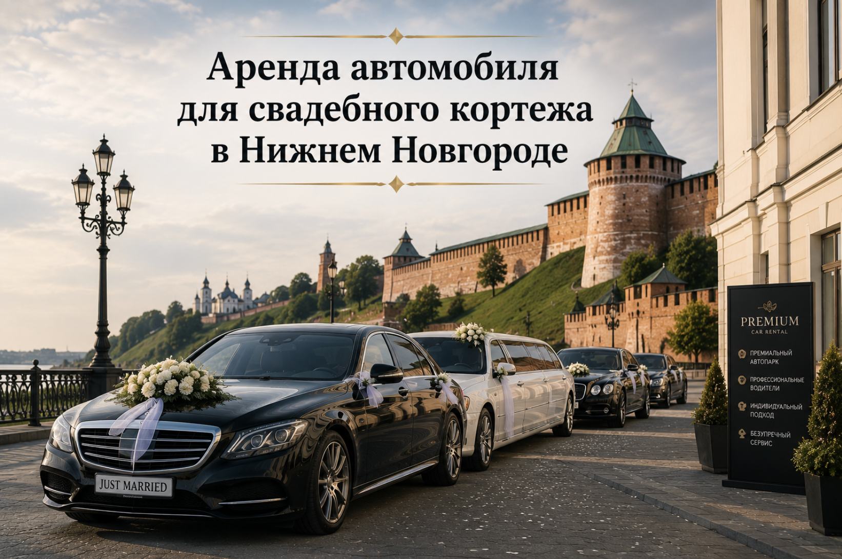 Аренда автомобиля для свадебного кортежа в Нижнем Новгороде