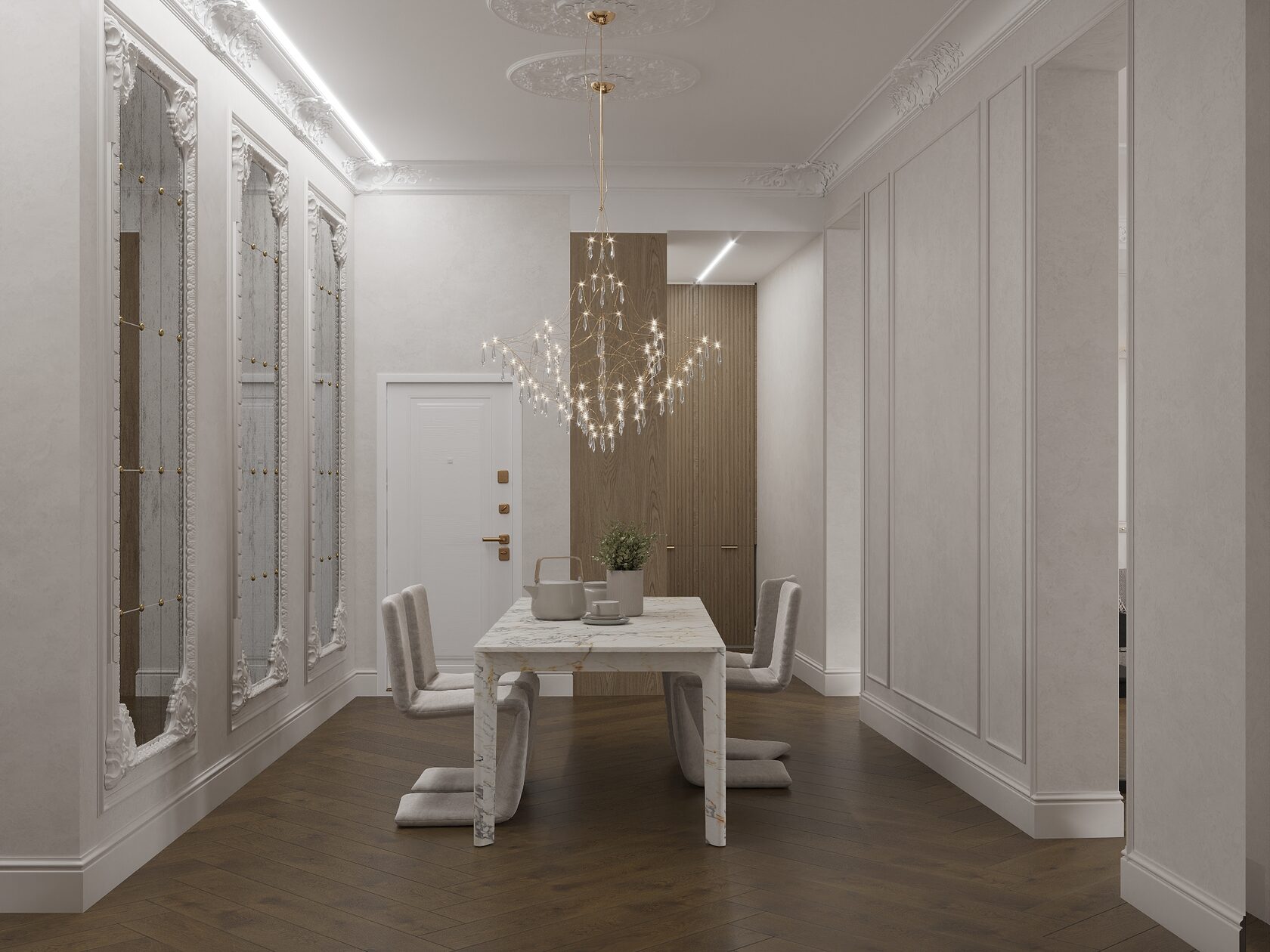 Гостиная — проект современная классика, 150 м²