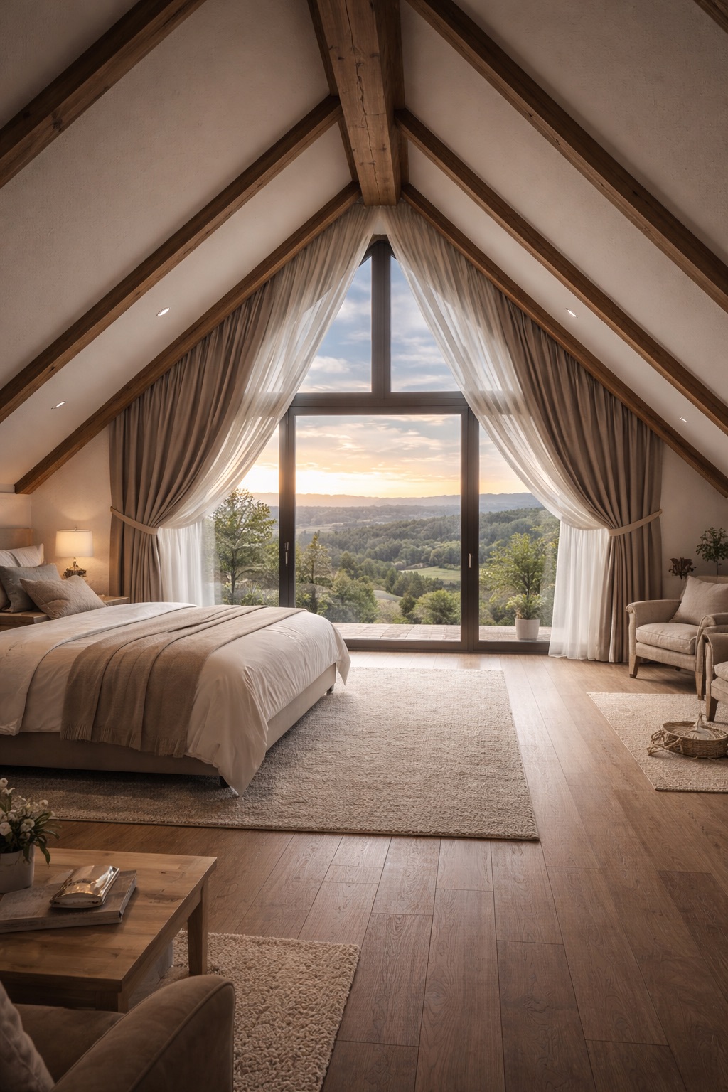 Шторы на мансарду в спальне