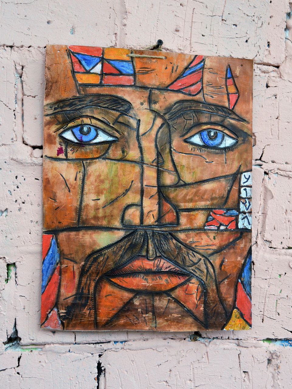 Скульптура настенная из фактурной кожи А.МузылевЪ &quot;Двуликий Дзен Гранж 3&quot;