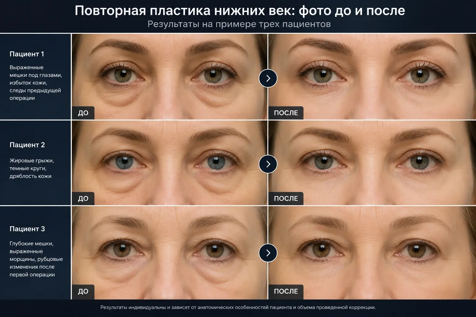 Повторная пластика нижних век