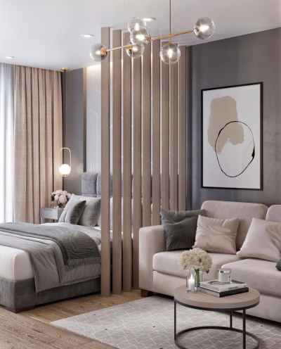 Реечные перегородки зонируют пространство