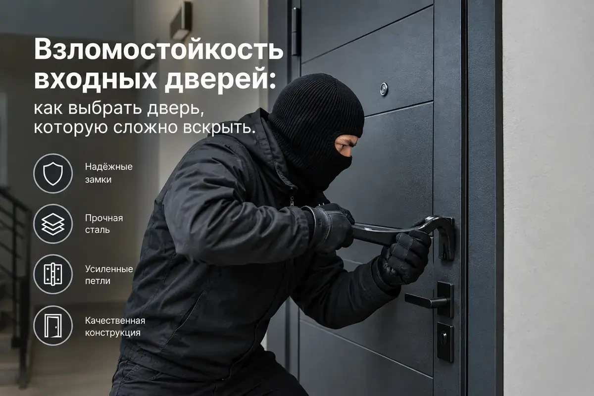 Иллюстрация к статье: взломостойкость входных дверей, как выбрать дверь, которую сложно вскрыть.