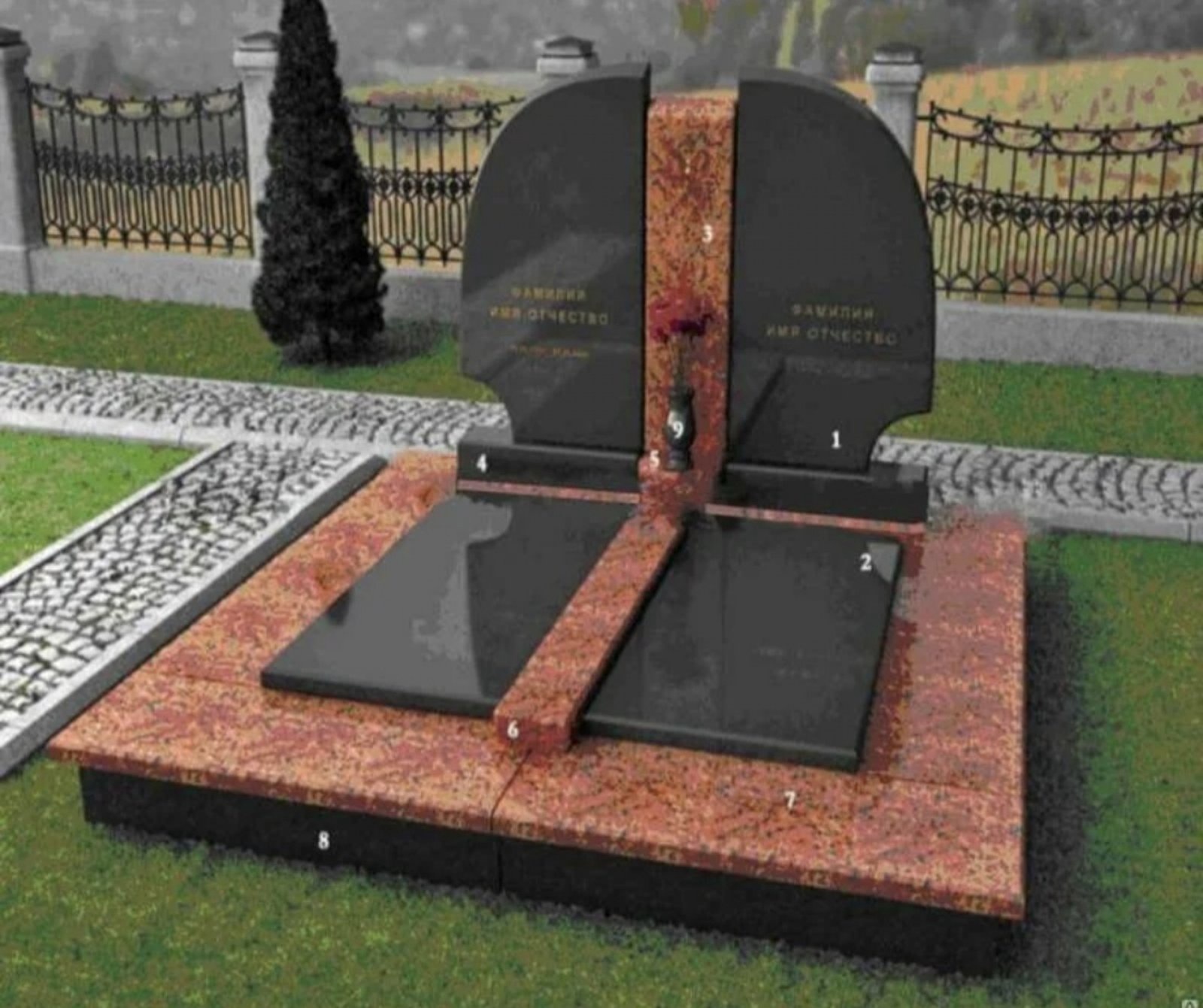 Памятники и надгробия двойные