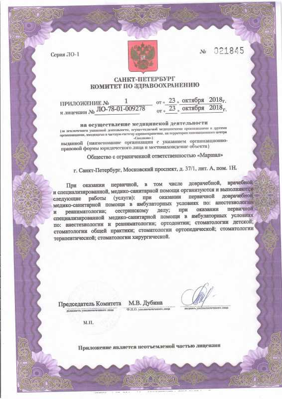 Приложение к лицензии