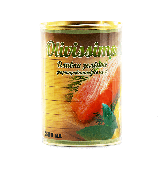 Оливки зеленые фаршированные семгой "Olivissimo"