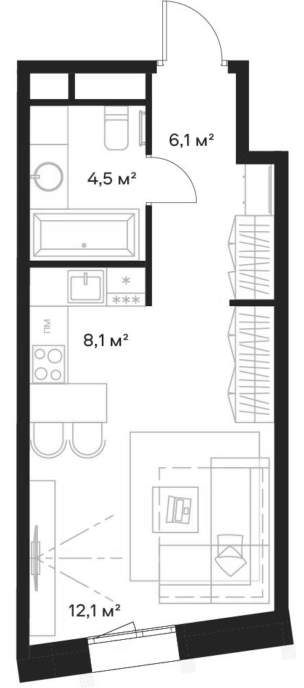 Студия — 31,2 м²