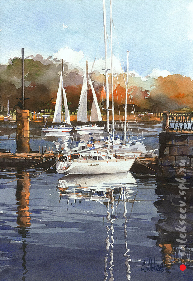 The BEMBI yacht. Watercolor on paper, 56x36 cm