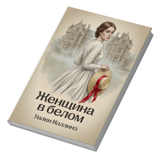 «Женщина в белом» Уилки Коллинза: Обложка романа «Женщина в белом» Уилки Коллинза — книжный клуб онлайн с разбором викторианского детектива