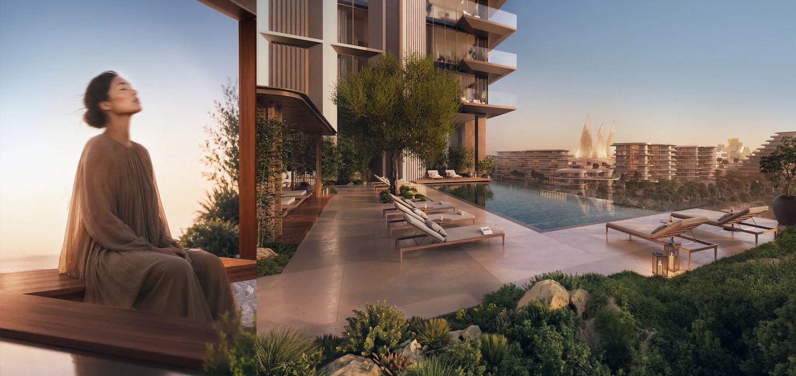 Sei Saadiyat towers and garden pool