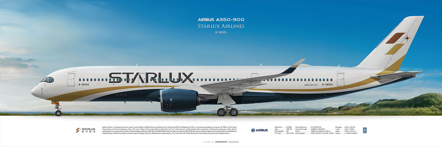 Art poster, aircraft on the side view, Airbus A350, XWB