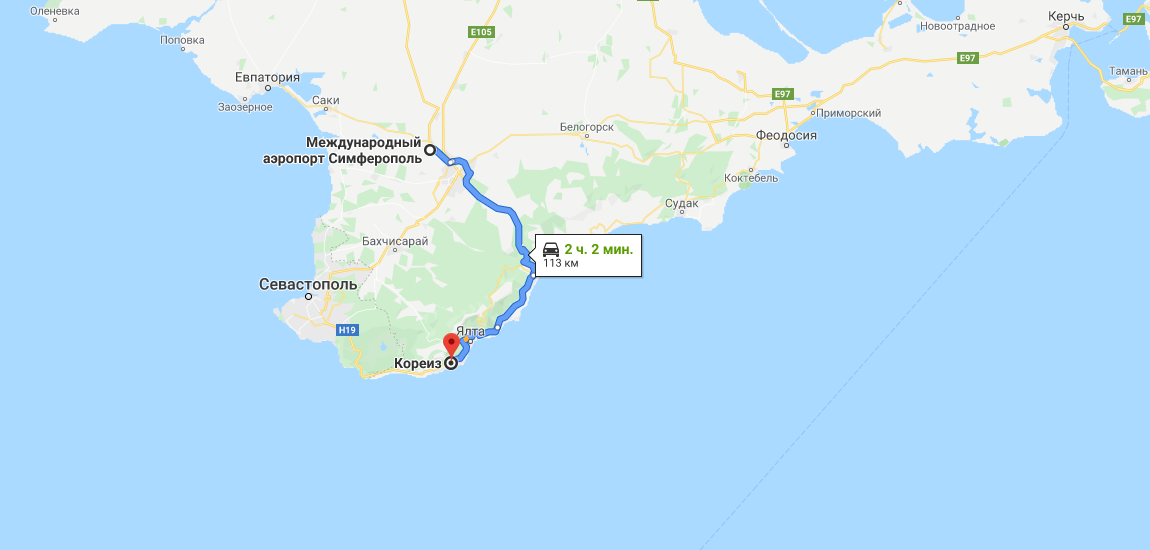 Маршрут Симферополь Кореиз