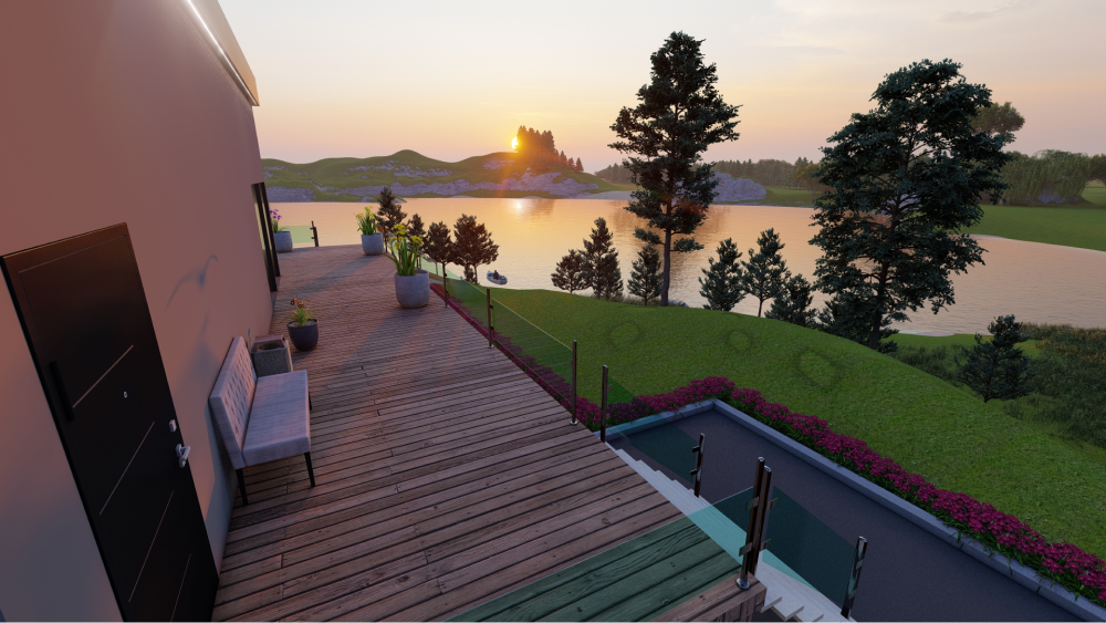 Готовый спа-модуль Elegance с бассейном и террасой вид на реку