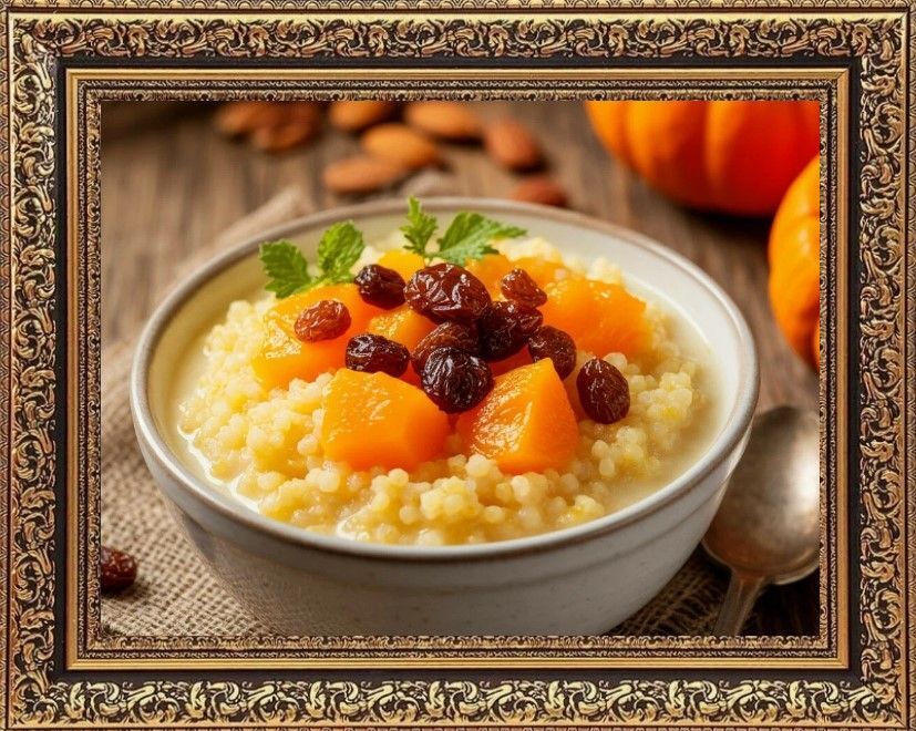 молочная пшенная каша с тыквой