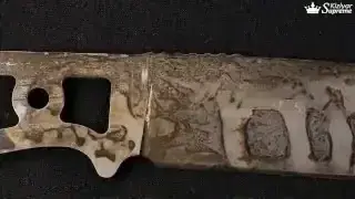Close view of rust on a knife blade