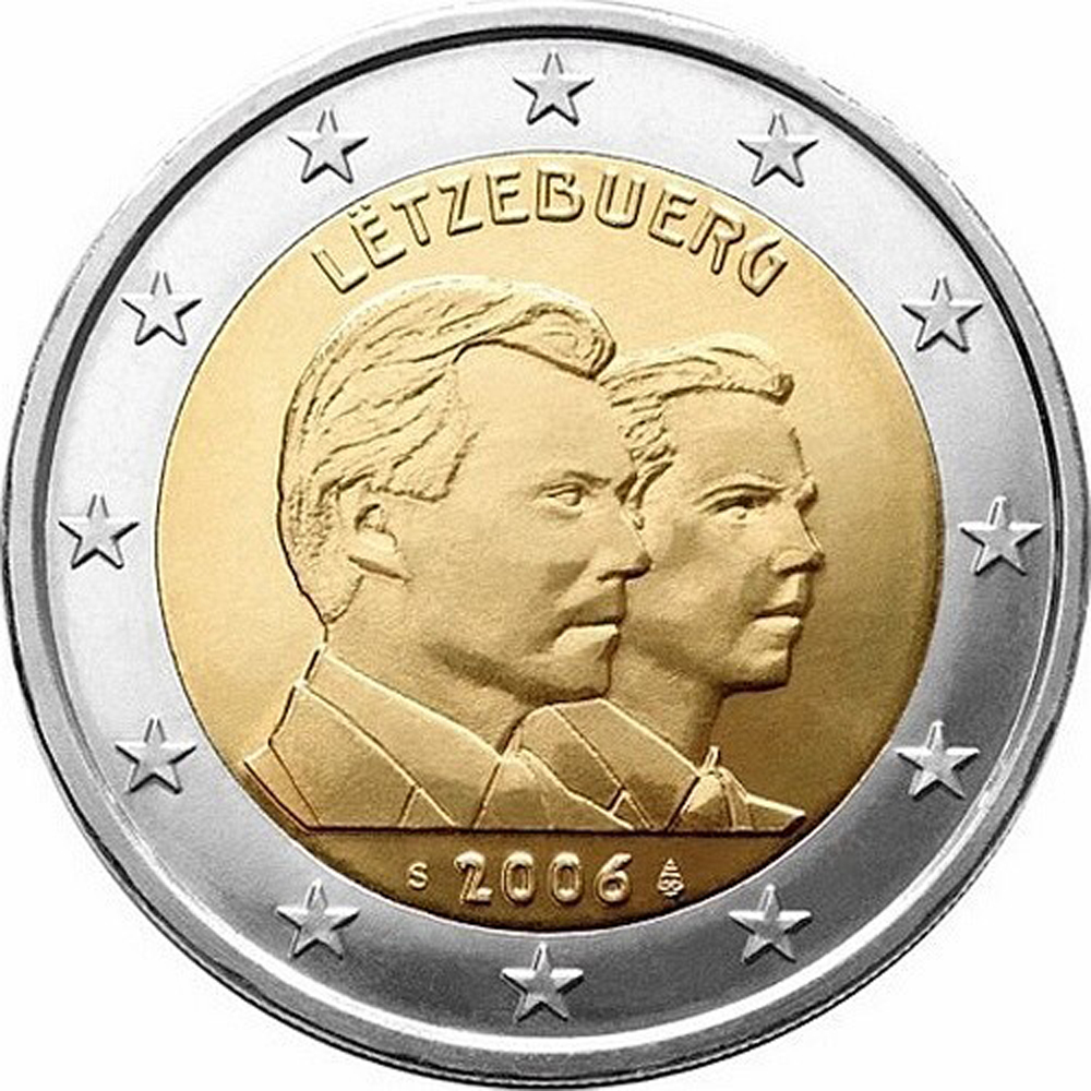 Евро 2006 года. 2 Евро Люксембург. 2 Евро 2006. Монеты евро Люксембург.