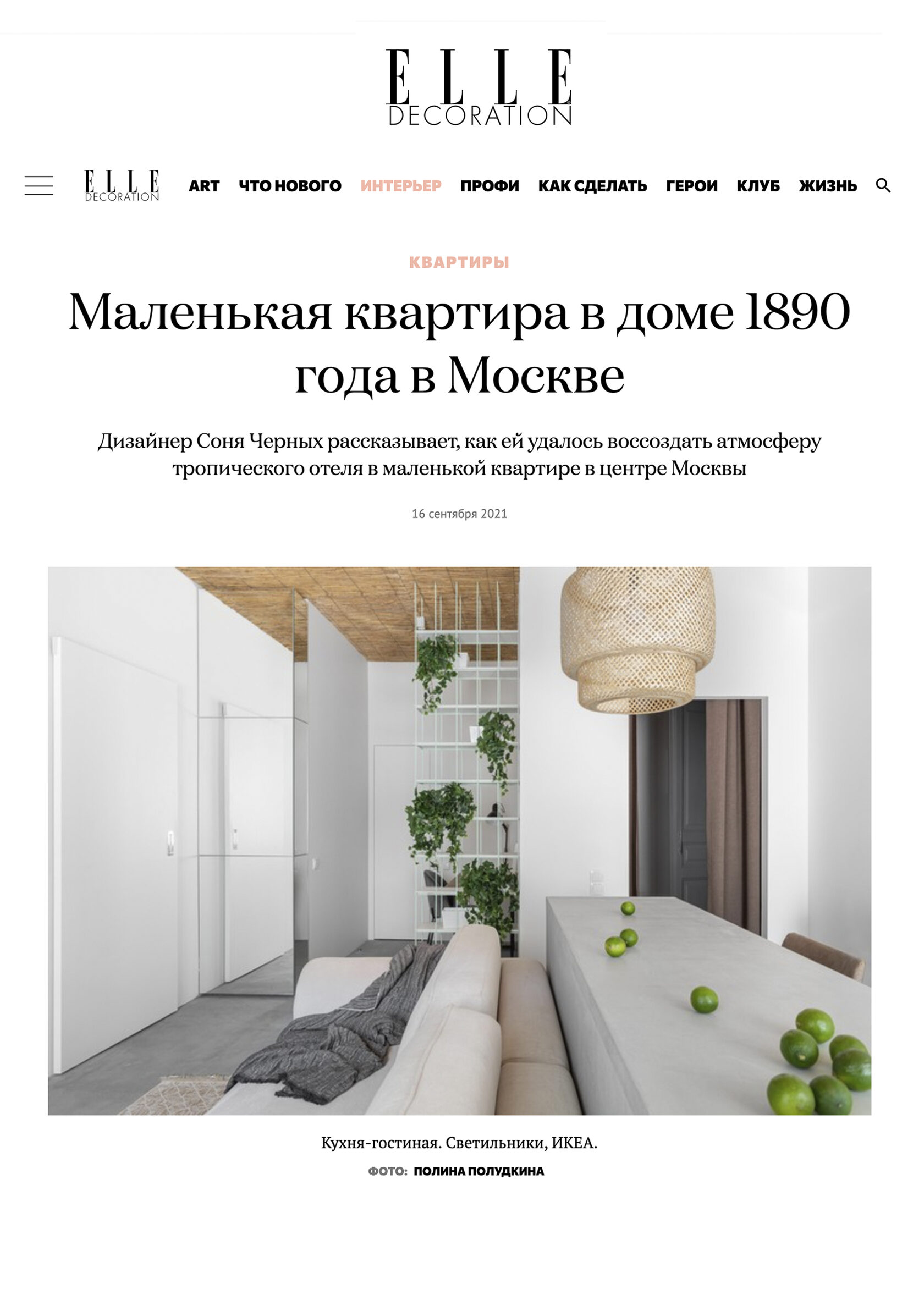 Дизайнер интерьера Соня Черных