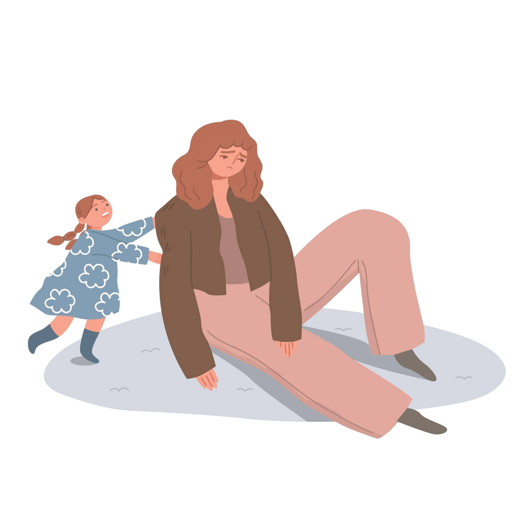 уставшая женщина с ребенком