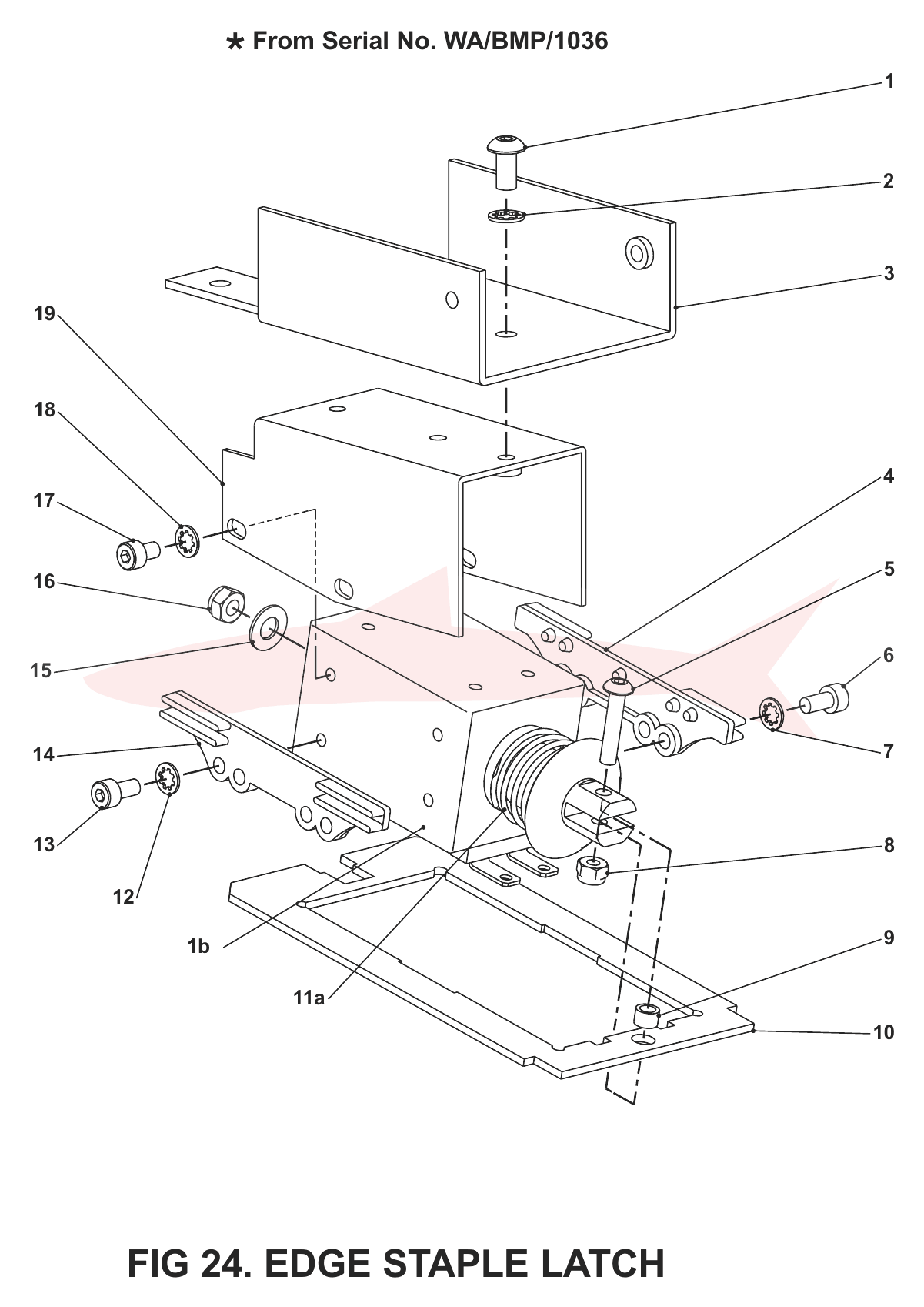 Morgana BookMaster Pro Fig 24 Edge Staple Latch (S/N 1036+) — схема деталей