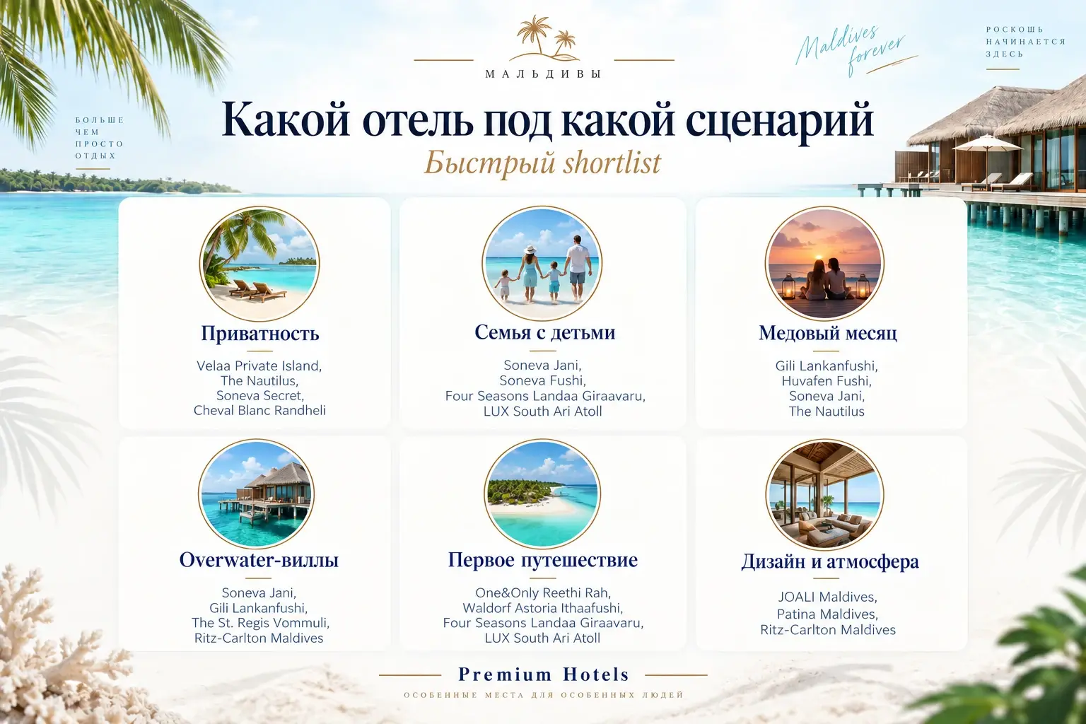Какой отель Мальдив выбрать для пары, семьи, первой поездки и отдыха на вилле над водой