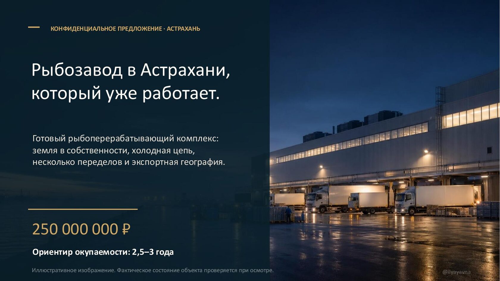 Обложка презентации рыбоперерабатывающего проекта в Астрахани
