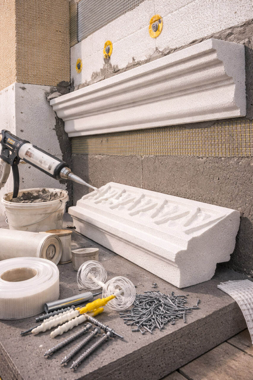 Монтаж карнизов по пенопласту и минвате