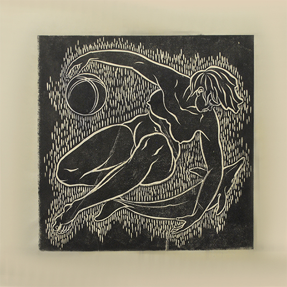 engraving linocut Nude