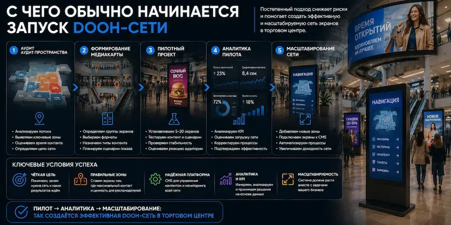 С чего начинается запуск DOOH-сети