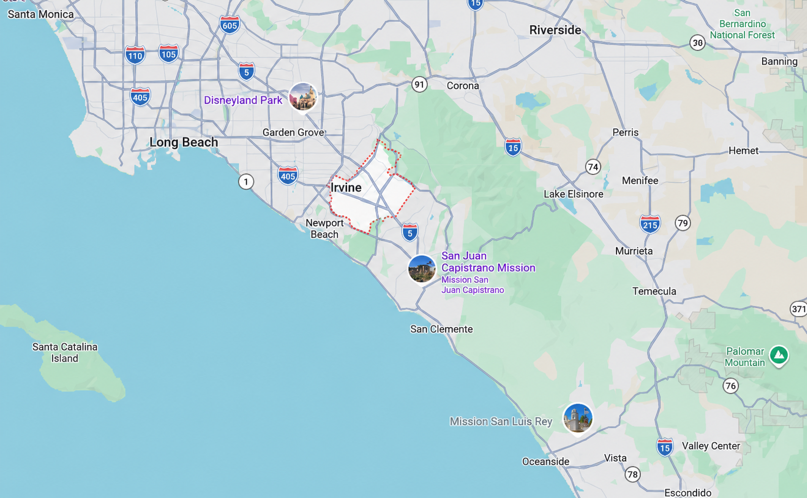 City of Irvine planning areas map for Irvine pergola service area neighborhoods