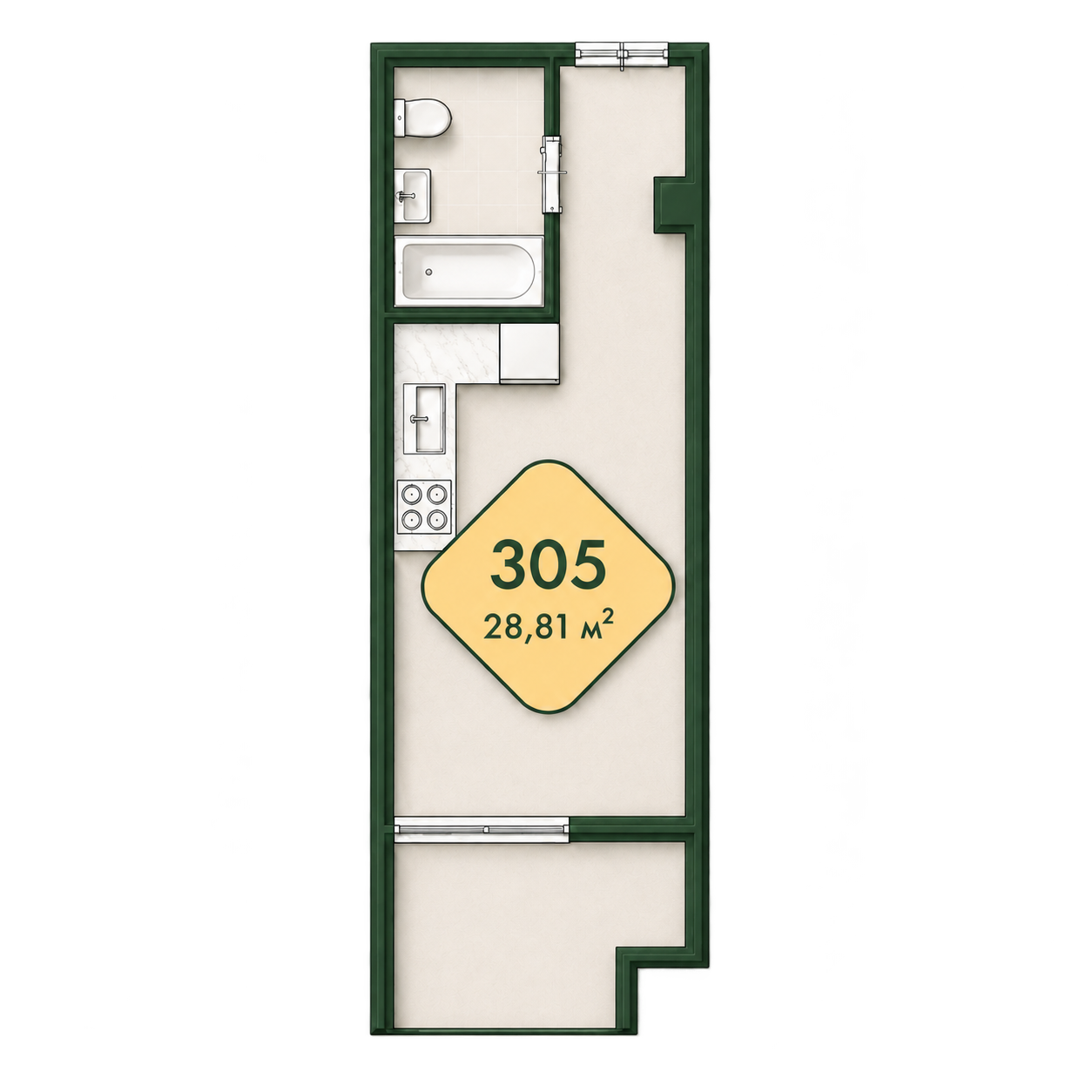 Планировка студии DARSAN Residence