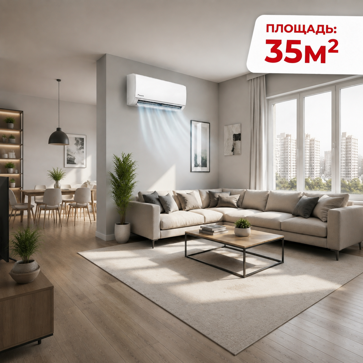 Комната 35 м² с кондиционером
