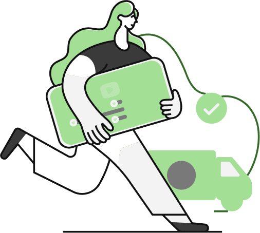 девушка торопится с доставкой