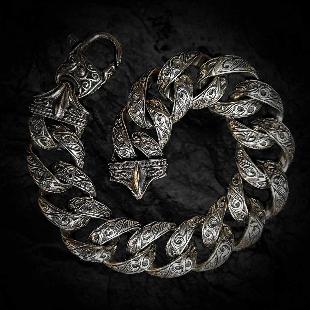 массивный мужской браслет, мужской массивный браслет на руку, серебряный браслет мужской массивный