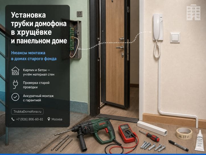 Установка трубки домофона в хрущёвке и панельном доме — нюансы монтажа