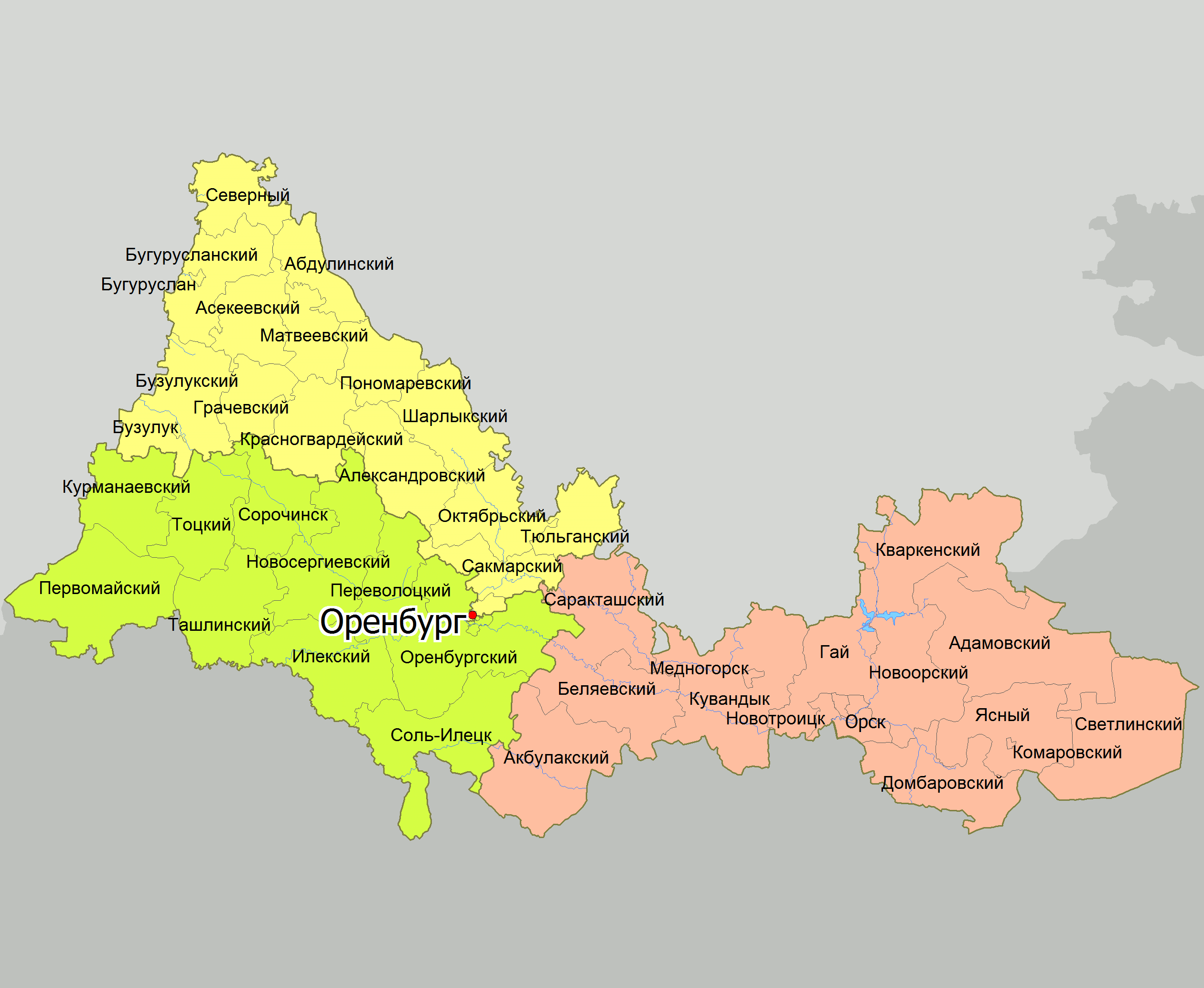 Оренбургская область карта районов - 93 фото
