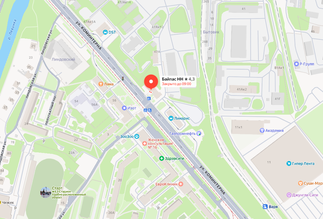 Адрес магазина БайпасНН: г. Нижний Новгород, ул. Коминтерна, 47.