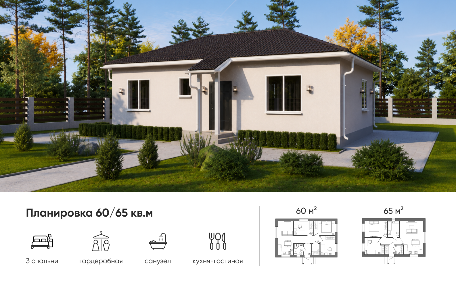 Типовой проект дома 60/65 м²