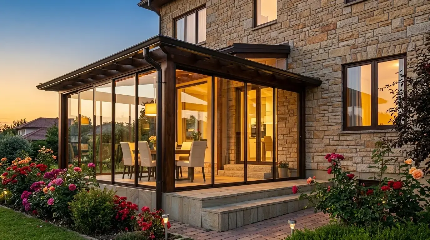 Процесс загородного остекления коттеджа