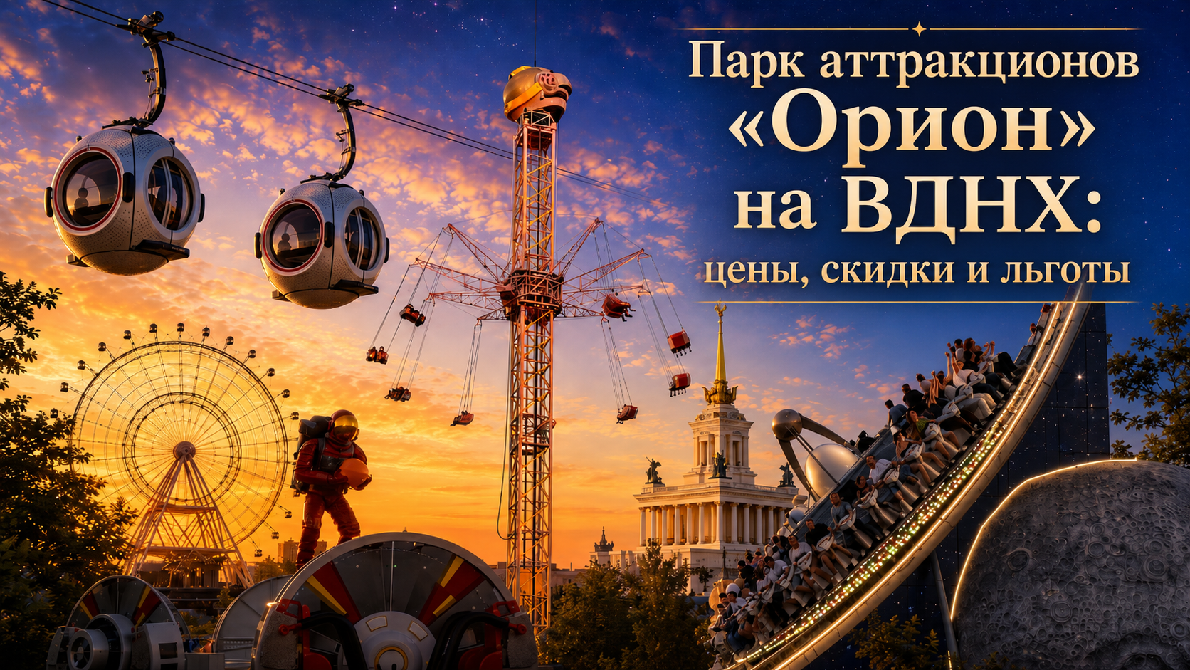 Аттракционы парка «Орион» на ВДНХ в 2026 году: цены на билеты, скидки и льготы