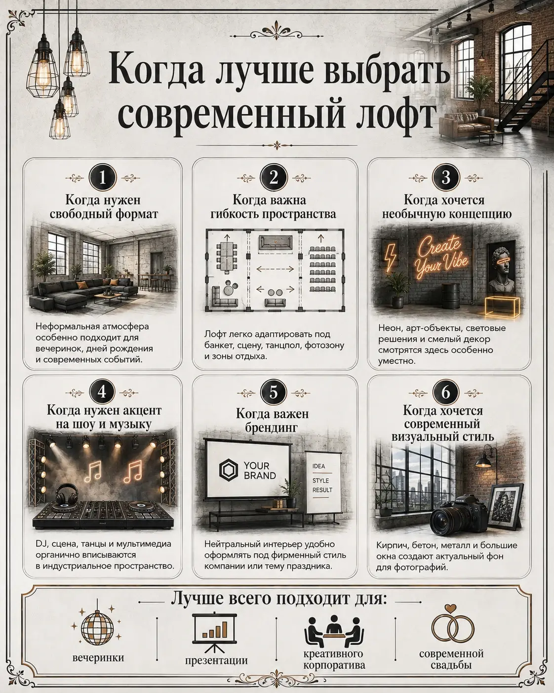 Когда лучше выбрать современный лофт для проведения мероприятия