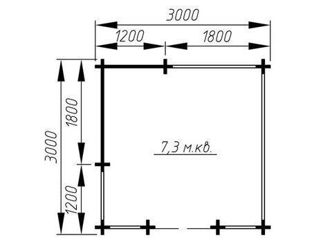 План беседки 1 Площадь: 9 м² Размер: 3х3 м
