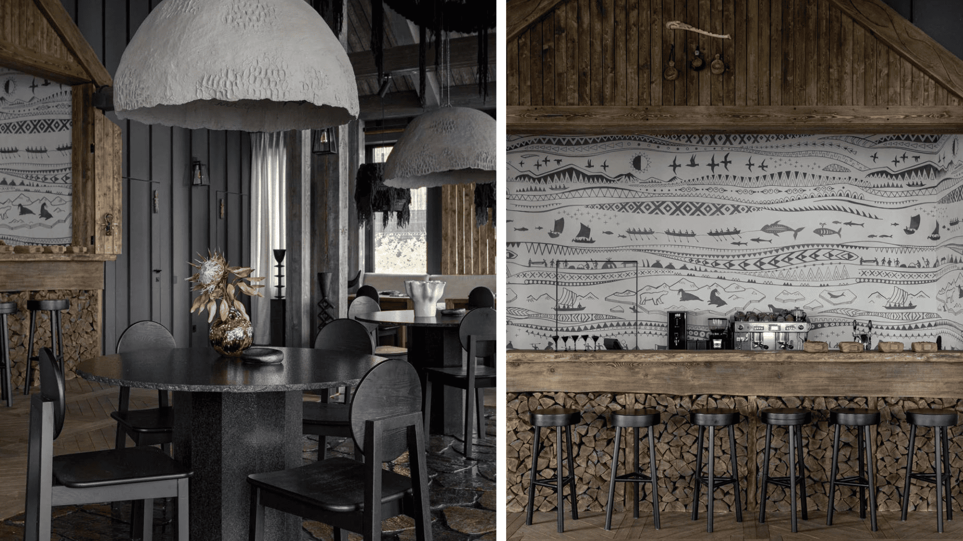 Ресторан «Море Лаптевых», Helen Loom, ресторан, ресторан в Екатеринбурге, ресторан в русском стиле, интерьер в русском стиле, абажур плетеный, деревянная мебель