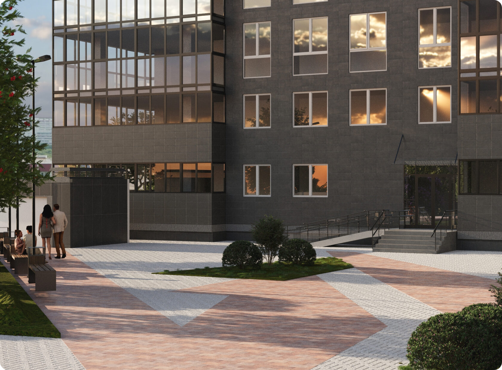 Территория жилого комплекса Космополис - новостройка застройщика Олимп в Калуге