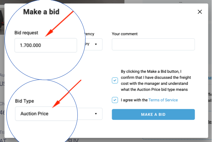 Make a bid interface