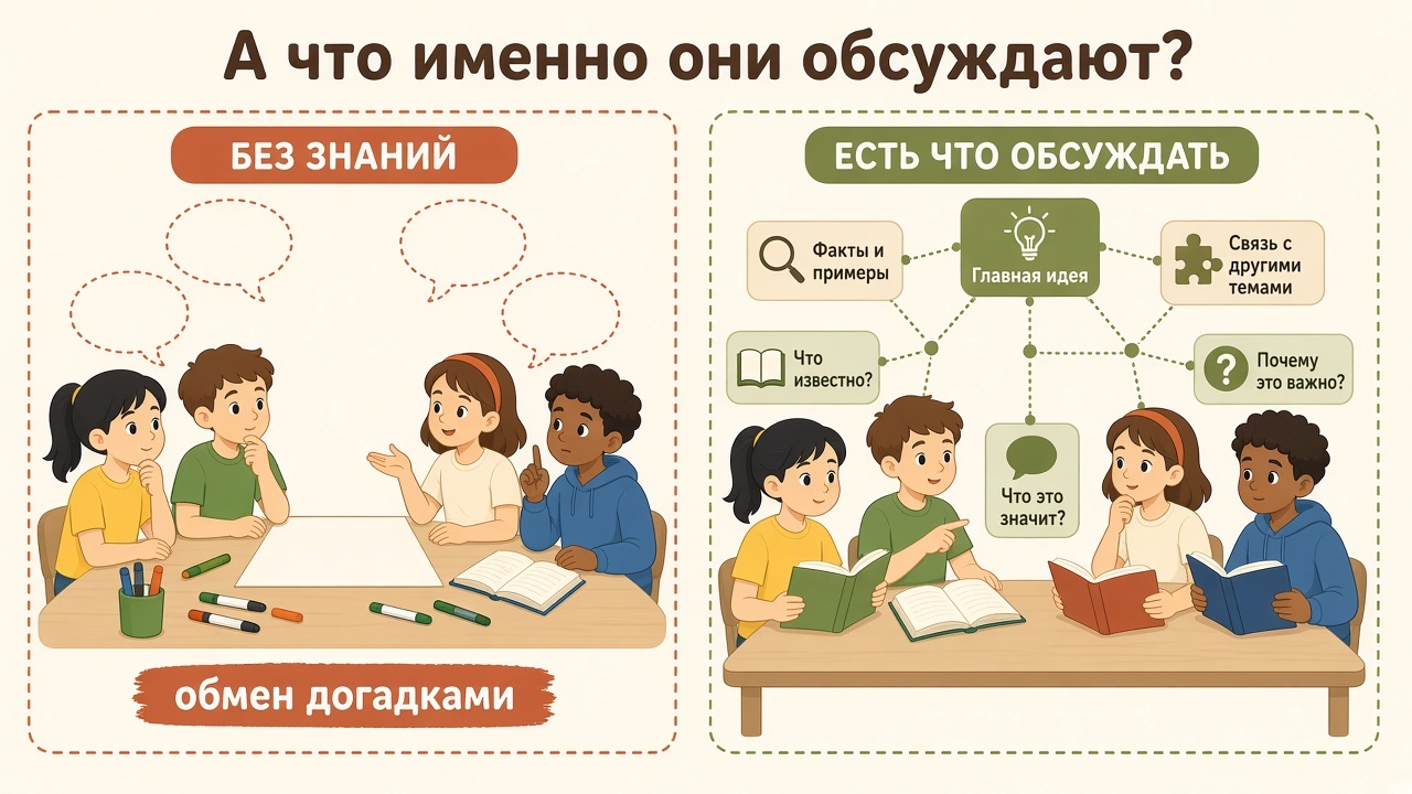 Групповая работа без предметной базы: шум есть, содержания нет