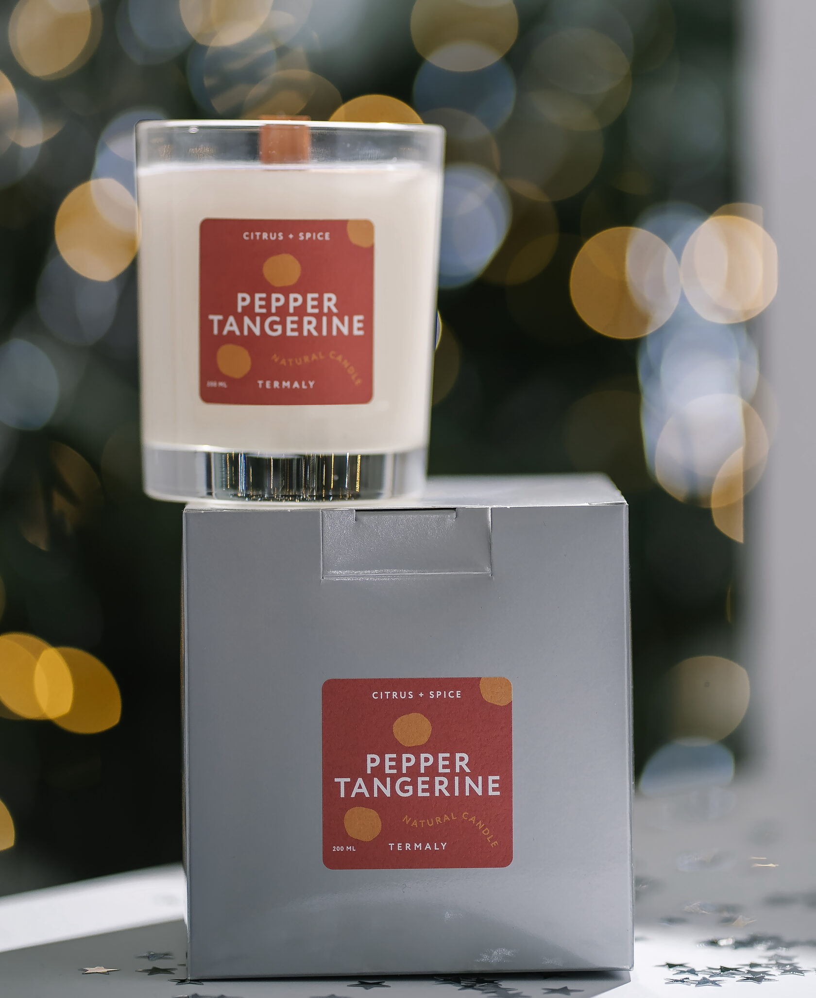 Ароматическая соевая свеча PEPPER TANGERINE Цитрусы + Перец, 200 мл
