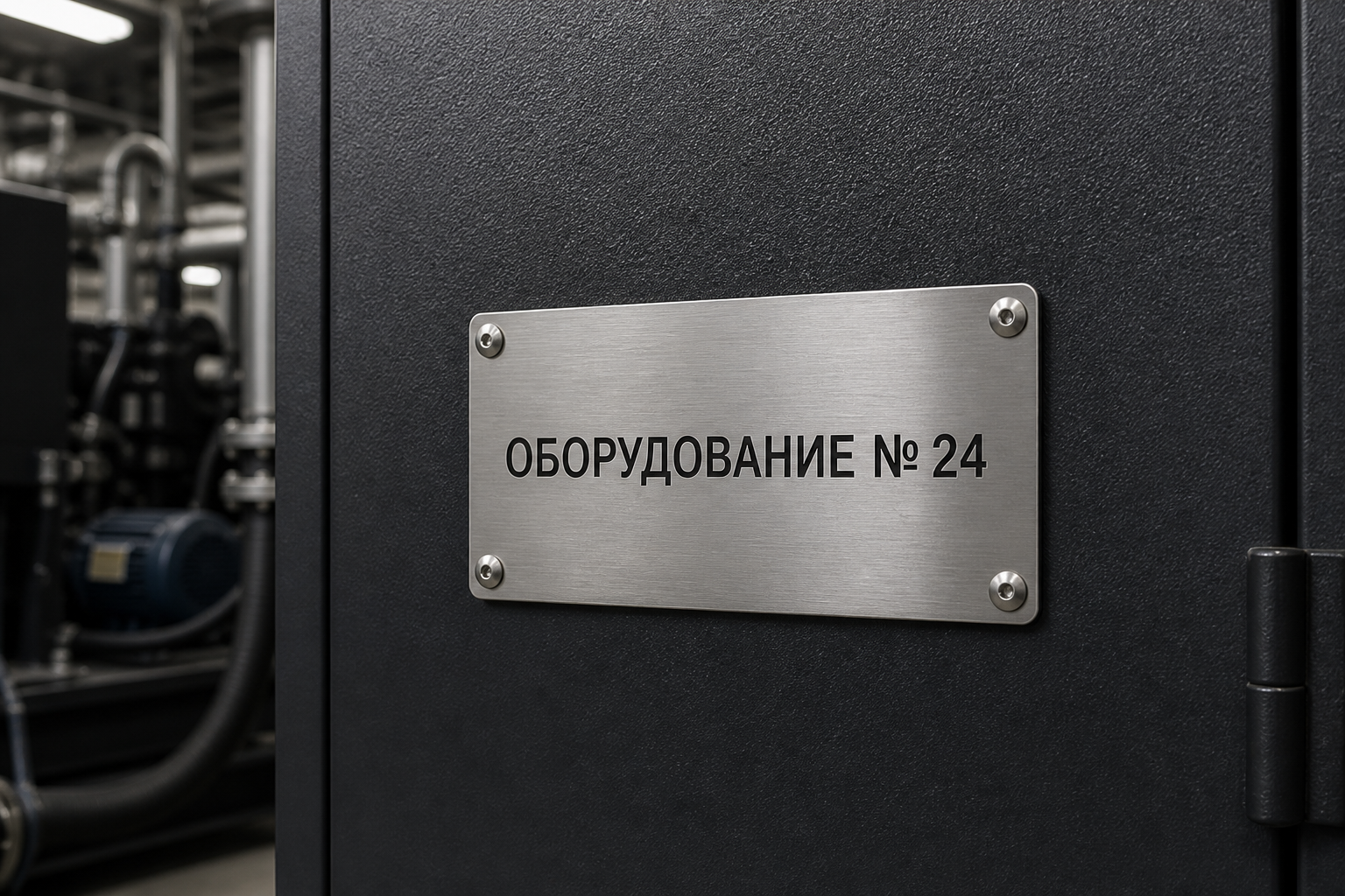 ОБОРУДОВАНИЕ № 24 — техническая маркировка на металлической пластине