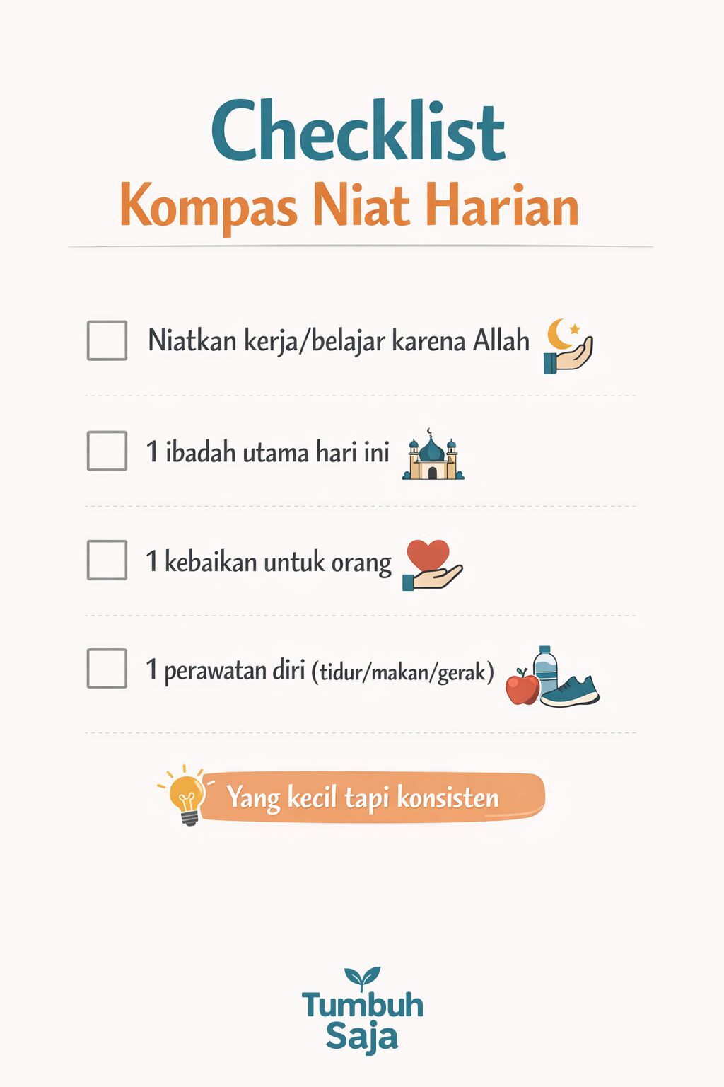 Checklist kompas niat harian untuk hidup lebih terarah dalam Islam
