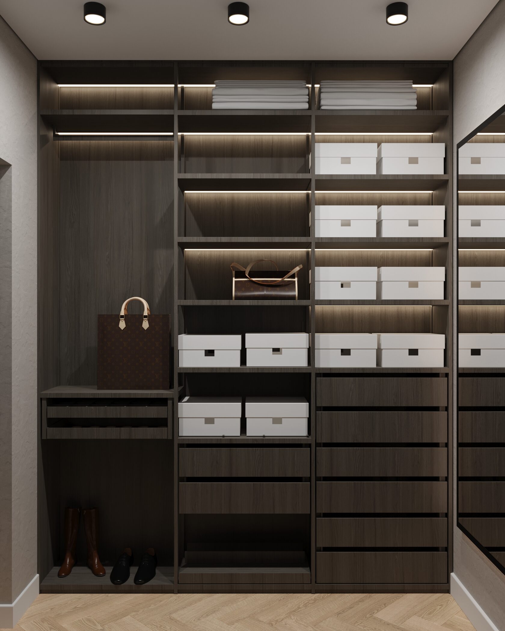 Зона тв с мрамором и молдингами